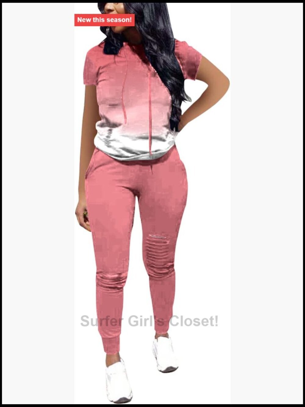 Short Sleeve Sweatsuit Two Piece Set Tracksuit Pullover Hoodie